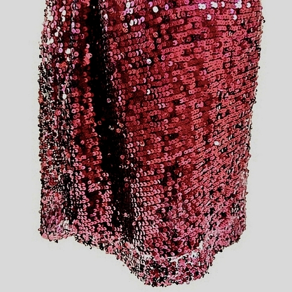 Aqua Red Burgundy Sequined Cocktail Dress Size 4 Sleeveless Cowl Neck - Picture 4 of 5